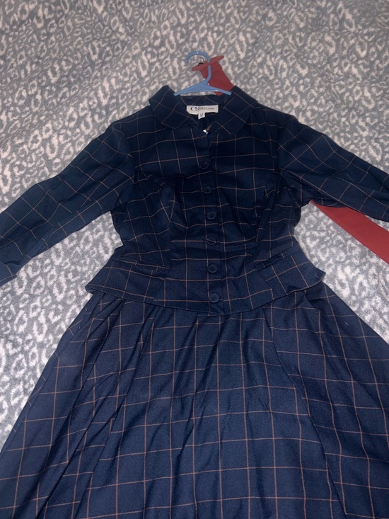 Miss Candyfloss Dresses & Skirts - Misscandyfloss - NWT Navy Blue Vintage-Style Fit & Flare Dress with Red Belt